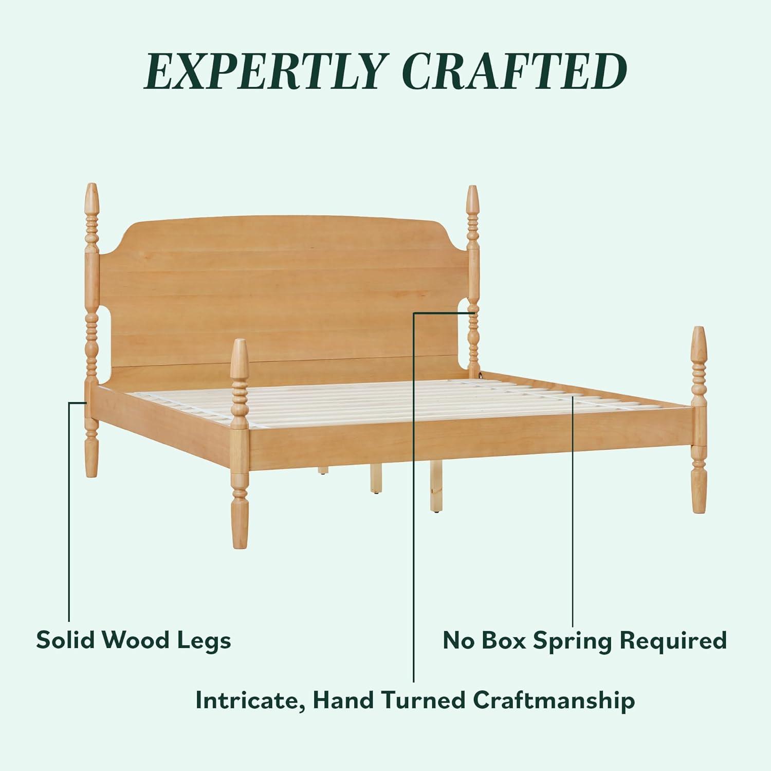 image:imageWalker Edison Solid Wood Spindle Vivienne King Bed with Two EZ Assembly 2Drawer Nightstands 3Piece NaturalNatural