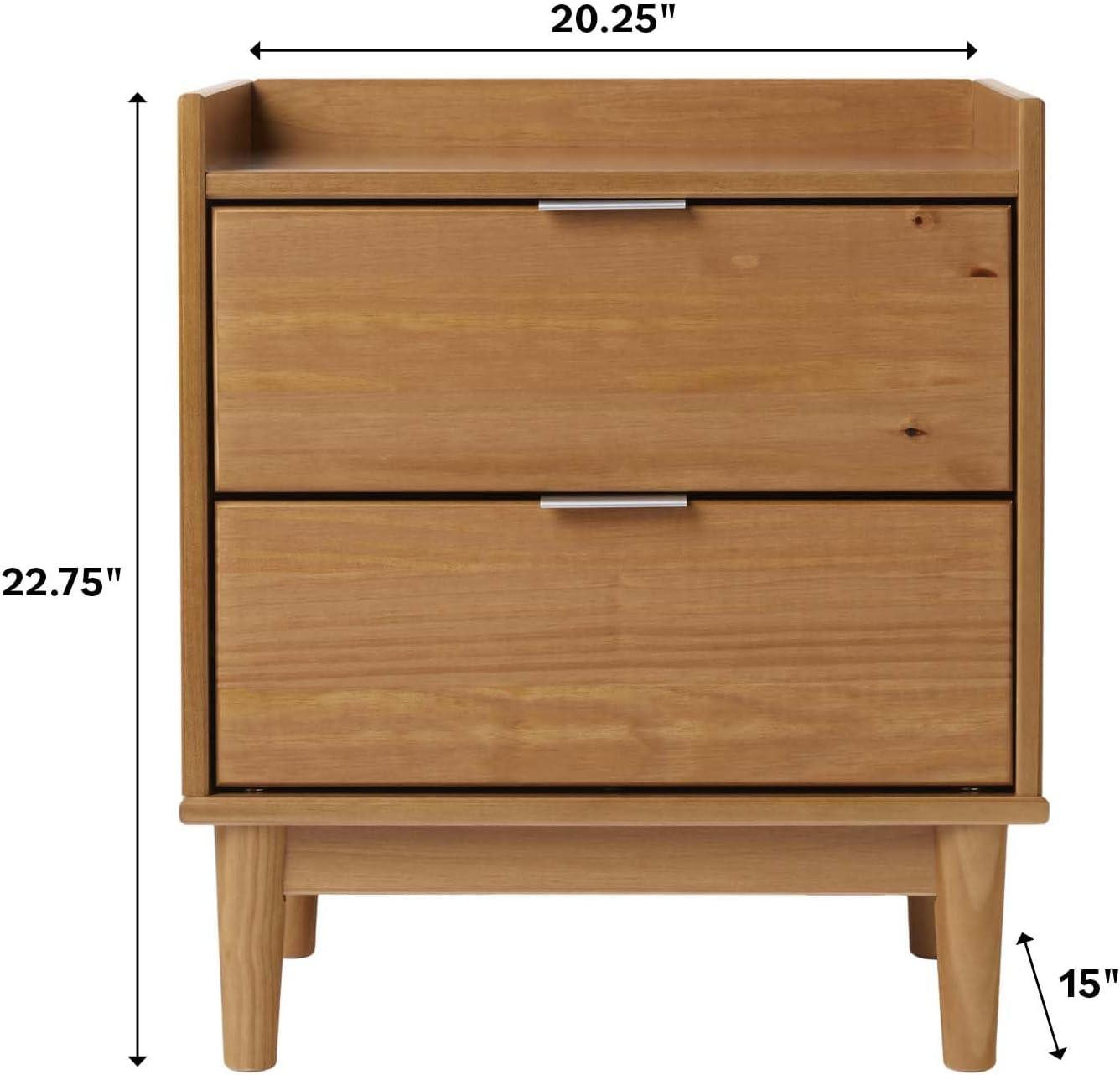 image:imageWalker Edison Blythe MidCentury Modern TrayTop 2Drawer Nightstand 20 Inch CaramelCaramel