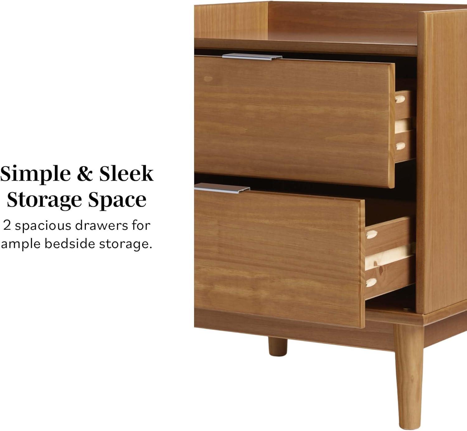 image:imageWalker Edison Blythe MidCentury Modern TrayTop 2Drawer Nightstand 20 Inch CaramelCaramel