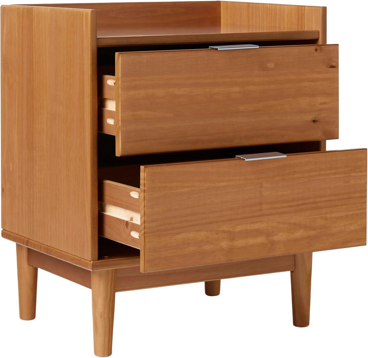 image:imageWalker Edison Blythe MidCentury Modern TrayTop 2Drawer Nightstand 20 Inch CaramelCaramel