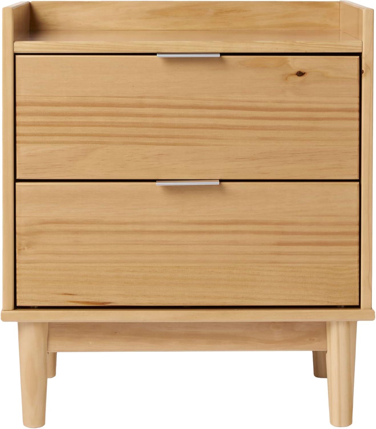 image:imageWalker Edison Blythe MidCentury Modern TrayTop 2Drawer Nightstand 20 Inch CaramelNatural Pine