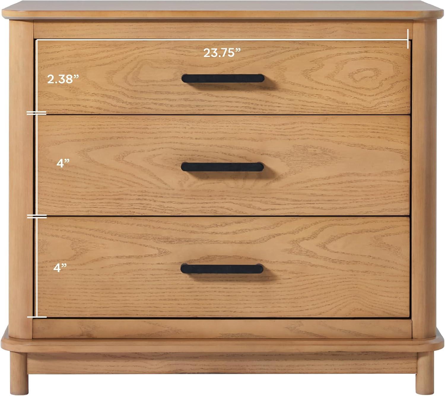 image:imageWalker Edison Contemporary Solid Red Oak Veneer 3Drawer Chest Easy to Assemble Drawers Storage for Bedroom 3Drawer Nightstand 3025 Inch English OakEnglish Oak