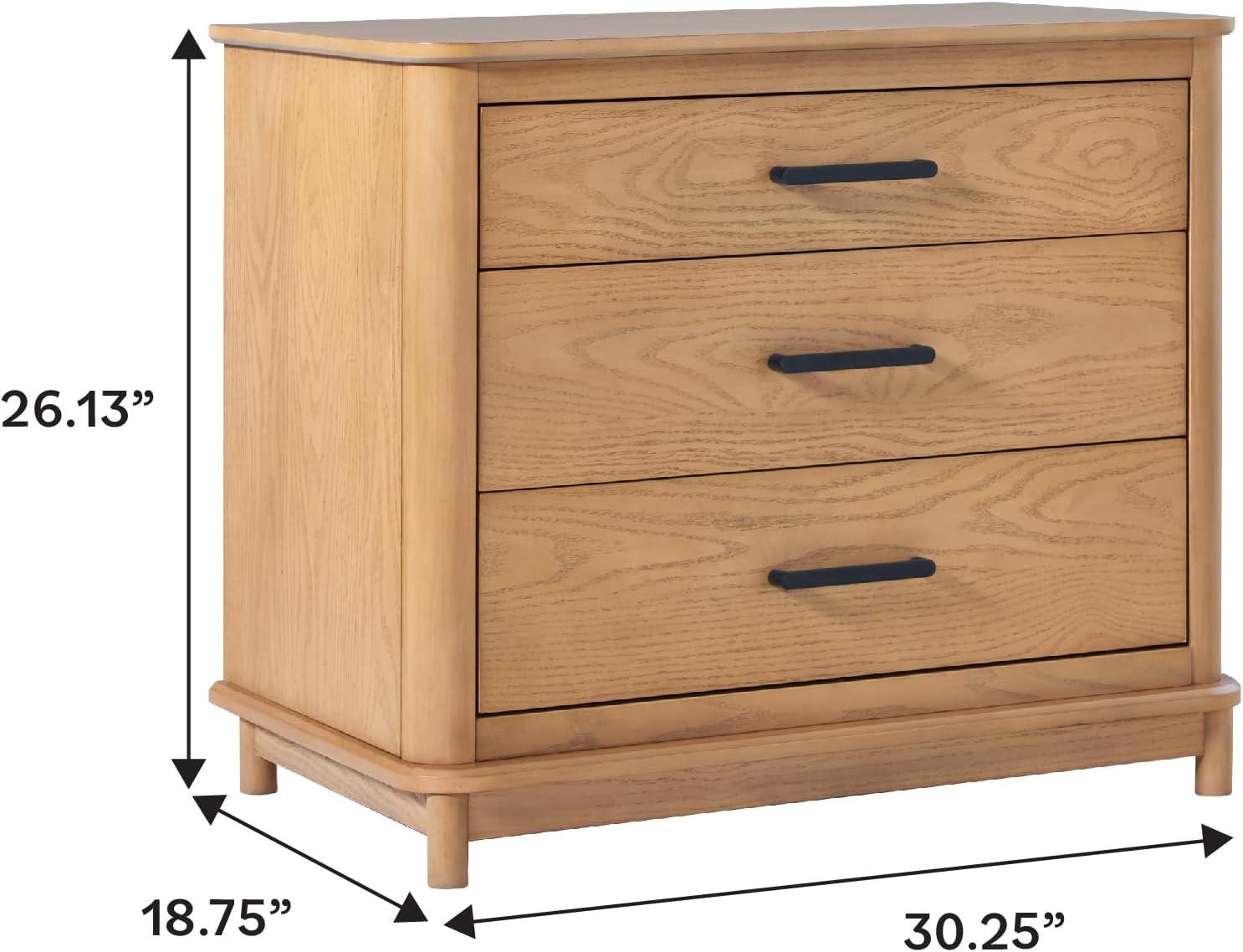 image:imageWalker Edison Contemporary Solid Red Oak Veneer 3Drawer Chest Easy to Assemble Drawers Storage for Bedroom 3Drawer Nightstand 3025 Inch English OakEnglish Oak