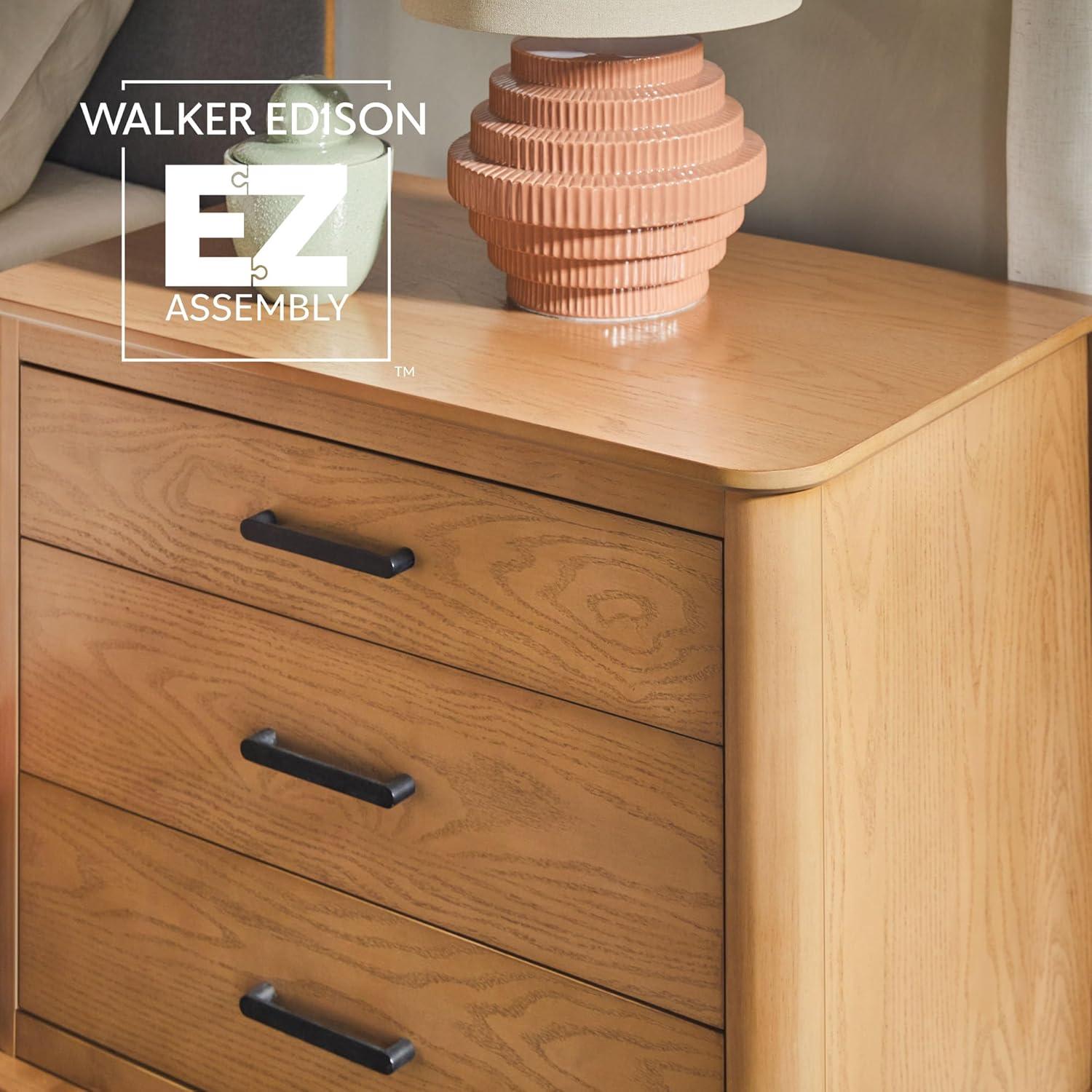 image:imageWalker Edison Contemporary Solid Red Oak Veneer 3Drawer Chest Easy to Assemble Drawers Storage for Bedroom 3Drawer Nightstand 3025 Inch English OakEnglish Oak