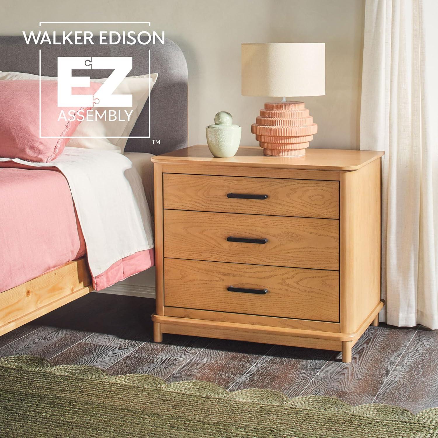 image:imageWalker Edison Contemporary Solid Red Oak Veneer 3Drawer Chest Easy to Assemble Drawers Storage for Bedroom 3Drawer Nightstand 3025 Inch English OakEnglish Oak
