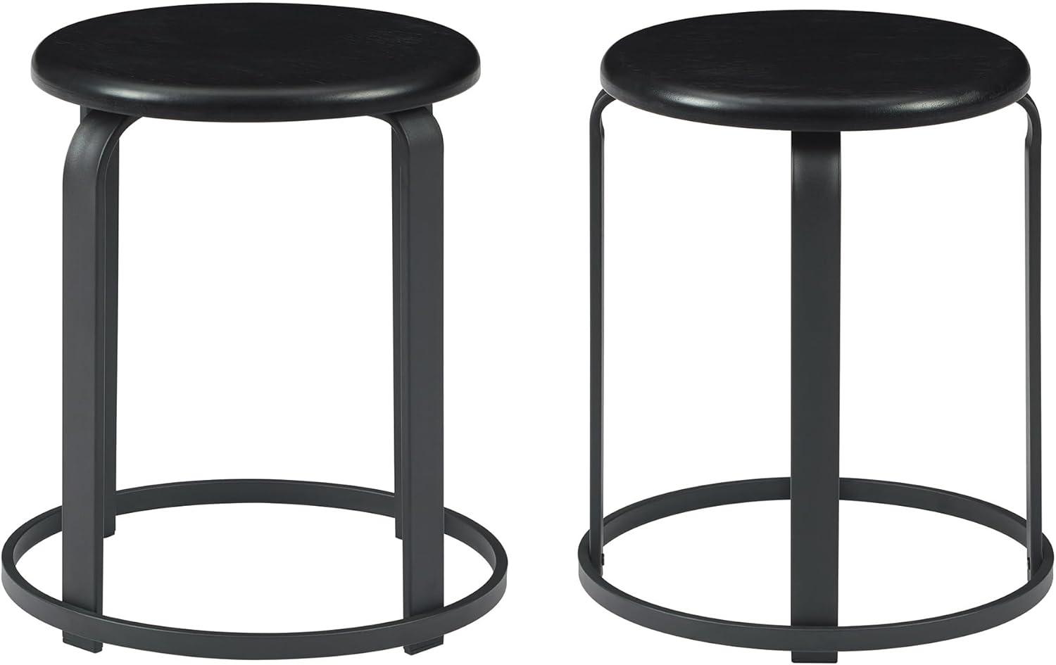 image:imageWalker Edison Hayes Modern Curved Metal and Solid Wood Stool 18 Inch Black