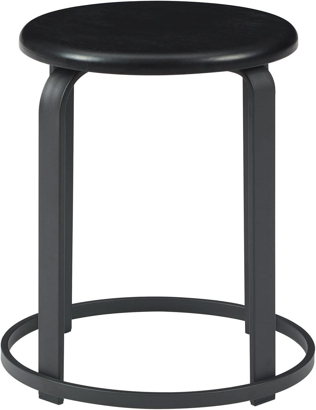 image:imageWalker Edison Hayes Modern Curved Metal and Solid Wood Stool 18 Inch Black