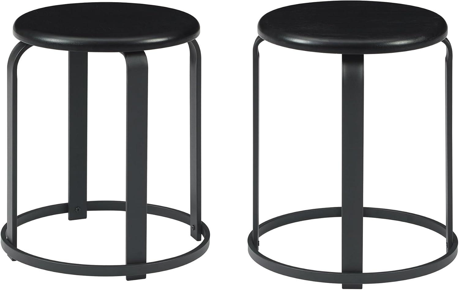 image:imageWalker Edison Hayes Modern Curved Metal and Solid Wood Stool 18 Inch Black