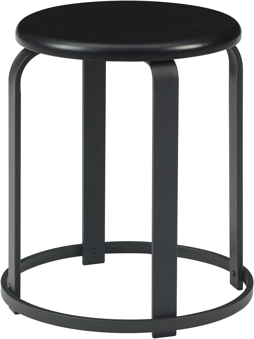 image:imageWalker Edison Hayes Modern Curved Metal and Solid Wood Stool 18 Inch Black