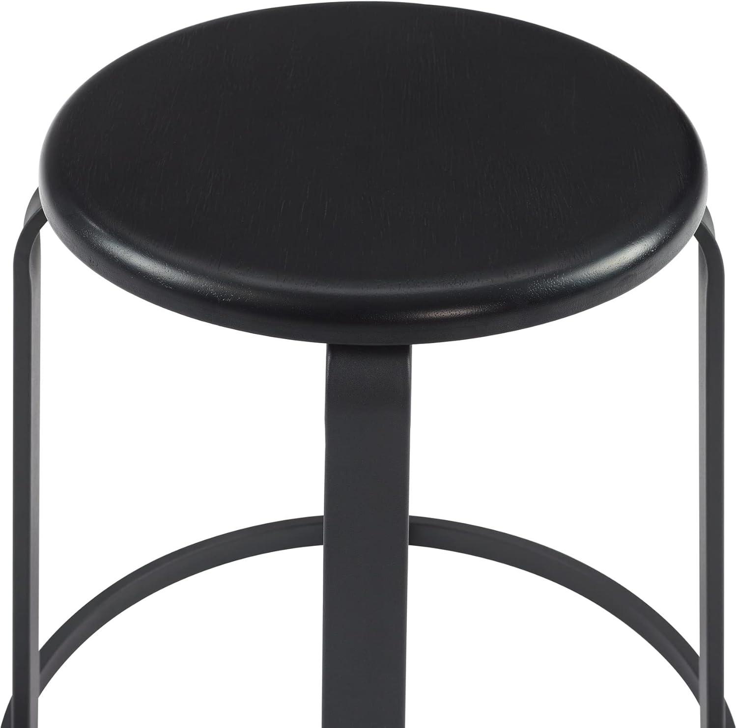 image:imageWalker Edison Hayes Modern Curved Metal and Solid Wood Stool 18 Inch Black