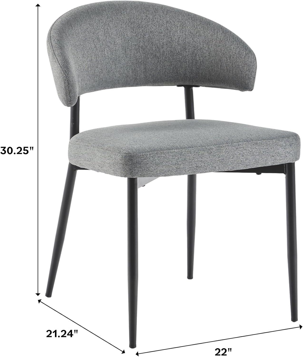 image:imageWalker Edison Modern Curved Back Upholstered Dining Chair with HighPerformance Woven Upholstery and Powder Coated Steel Base 2pk IvoryCharcoal