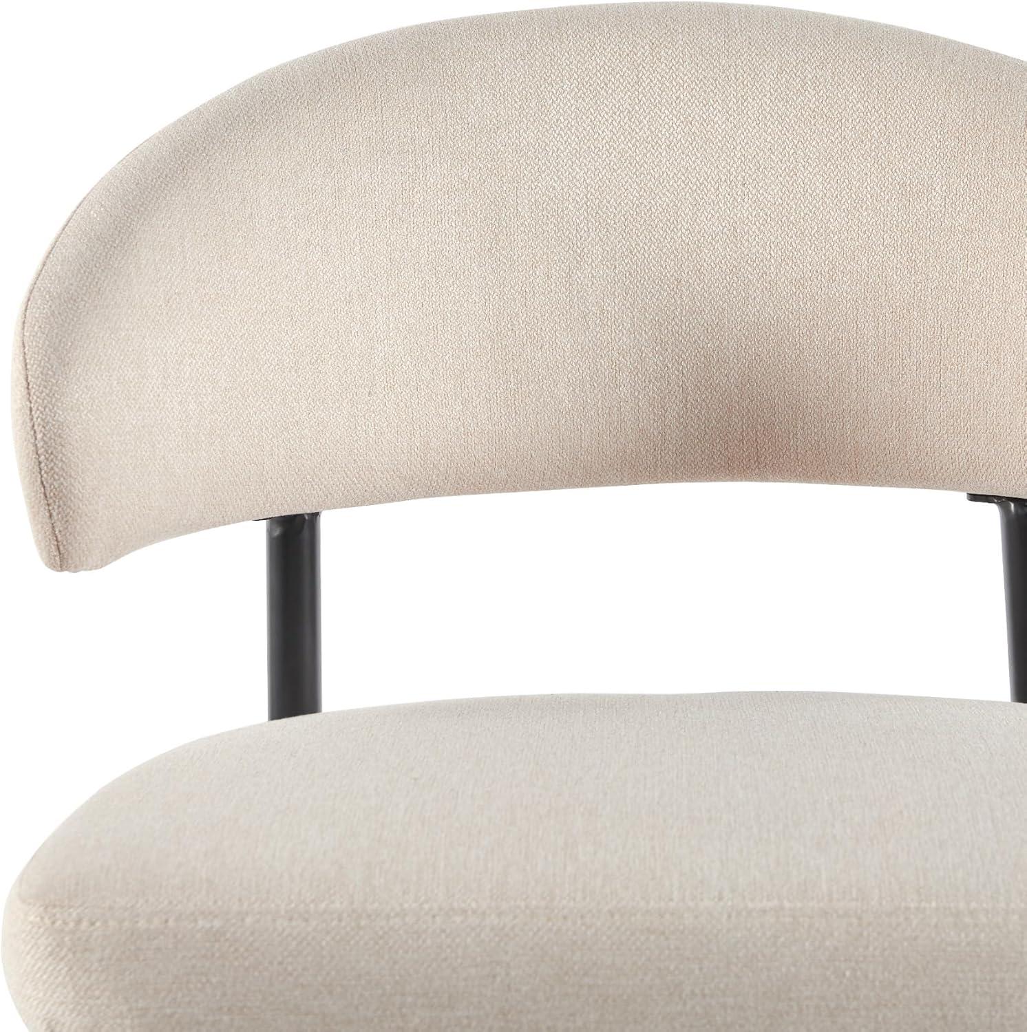image:imageWalker Edison Modern Curved Back Upholstered Dining Chair with HighPerformance Woven Upholstery and Powder Coated Steel Base 2pk IvoryIvory