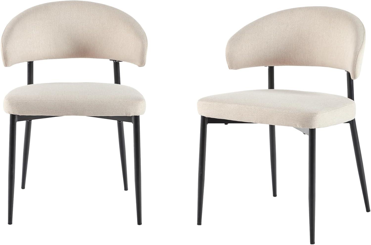 image:imageWalker Edison Modern Curved Back Upholstered Dining Chair with HighPerformance Woven Upholstery and Powder Coated Steel Base 2pk IvoryIvory