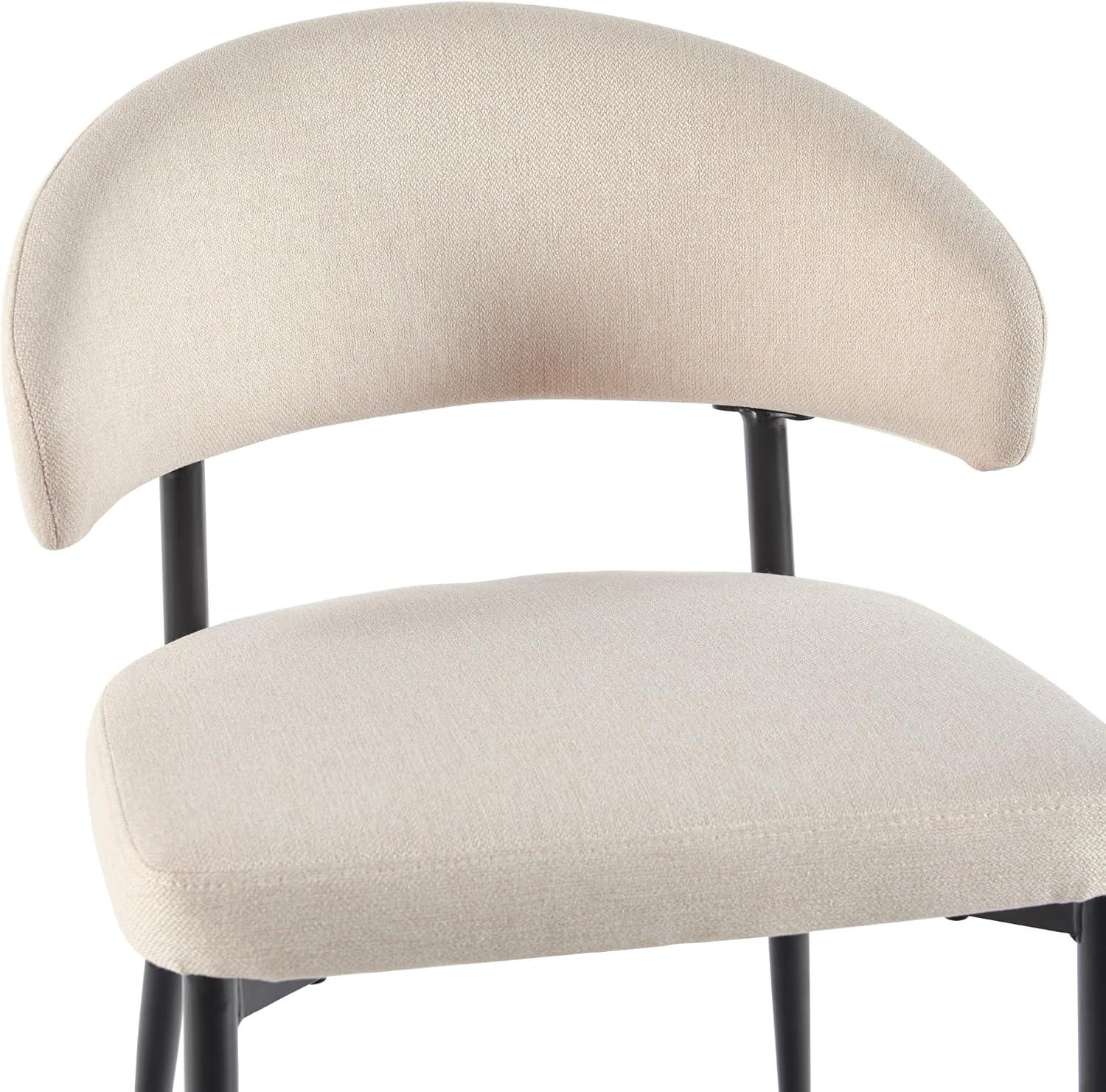 image:imageWalker Edison Modern Curved Back Upholstered Dining Chair with HighPerformance Woven Upholstery and Powder Coated Steel Base 2pk IvoryIvory