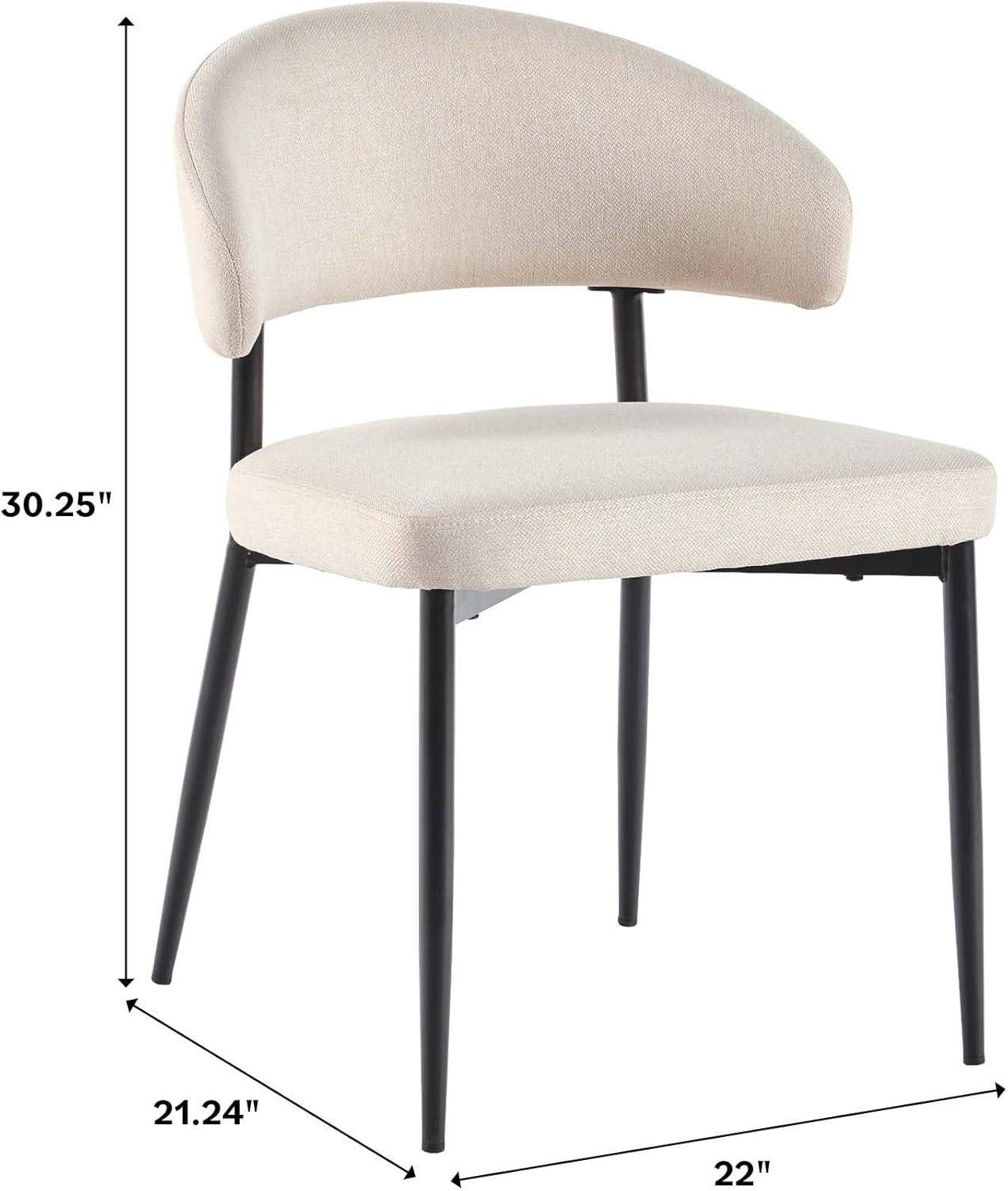 image:imageWalker Edison Modern Curved Back Upholstered Dining Chair with HighPerformance Woven Upholstery and Powder Coated Steel Base 2pk IvoryIvory