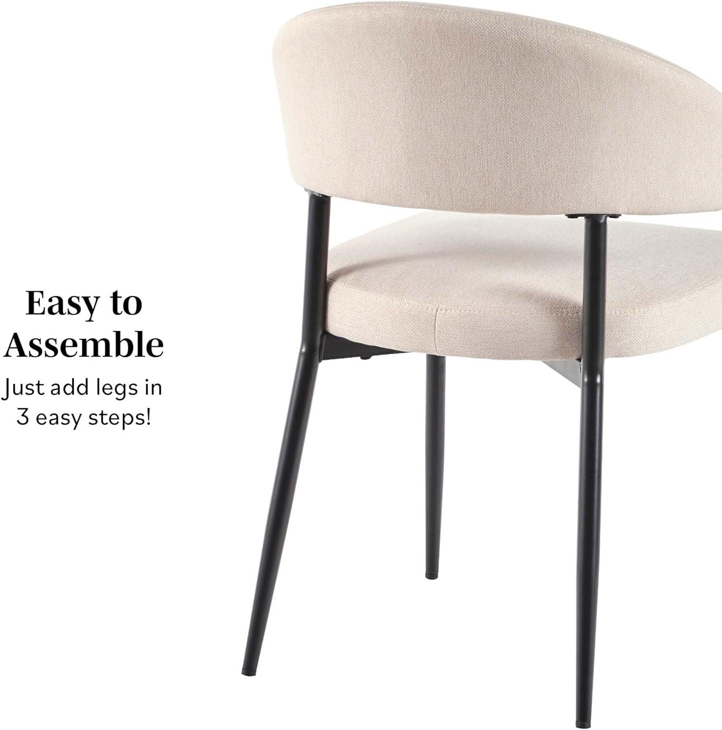 image:imageWalker Edison Modern Curved Back Upholstered Dining Chair with HighPerformance Woven Upholstery and Powder Coated Steel Base 2pk IvoryIvory