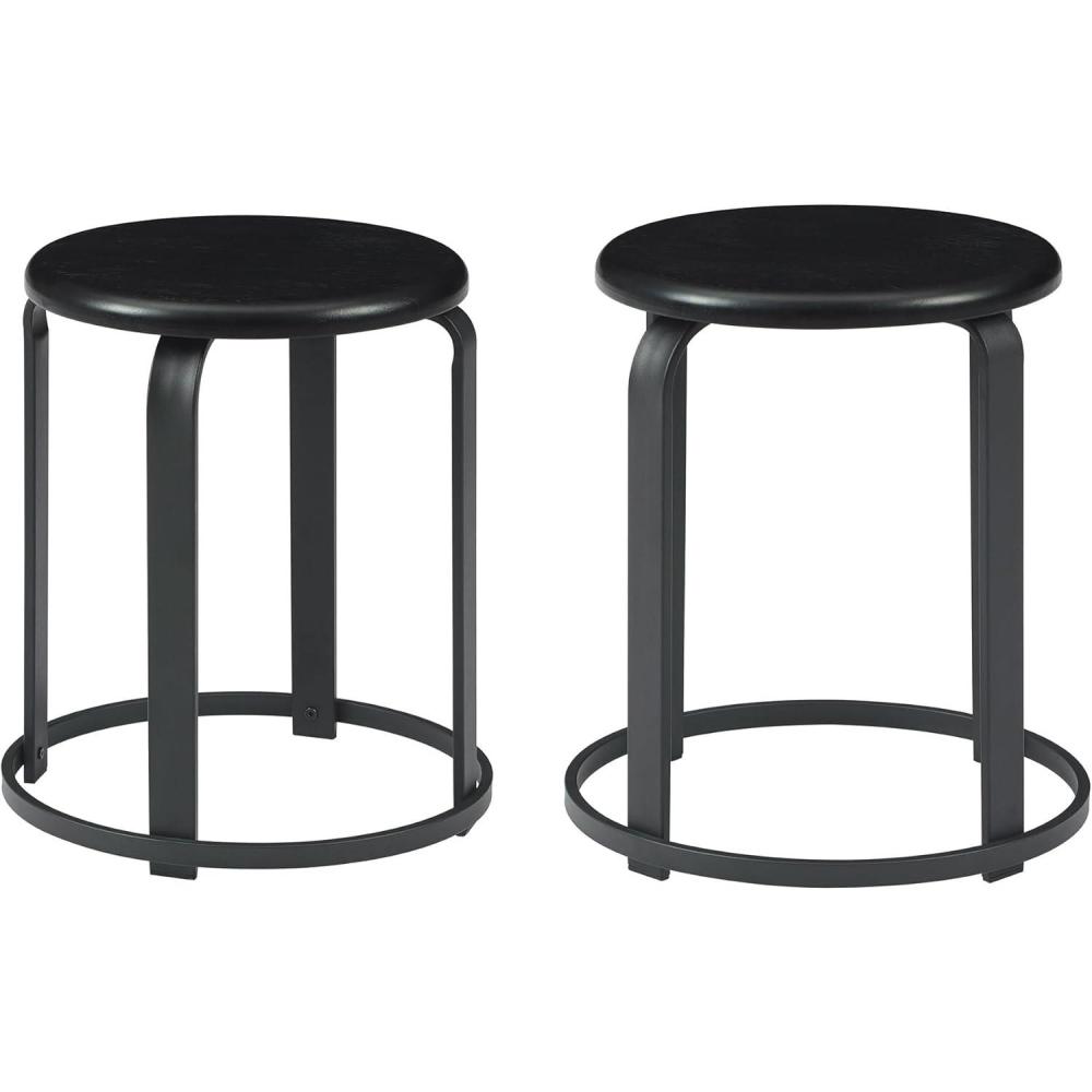 image:imageWalker Edison Hayes Modern Curved Metal and Solid Wood Stool 18 Inch Black
