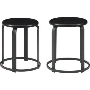 Walker Edison Hayes Modern Curved Metal and Solid Wood Stool 18 Inch Black