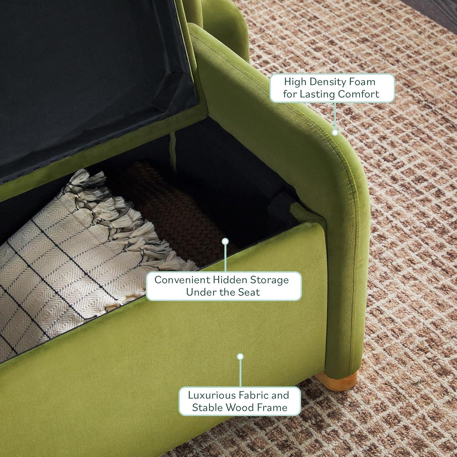 image:imageWalker Edison Chantelle Modern Contemporary Curved Upholstered Bench with Storage 56 Inch Ivory BouclGreen