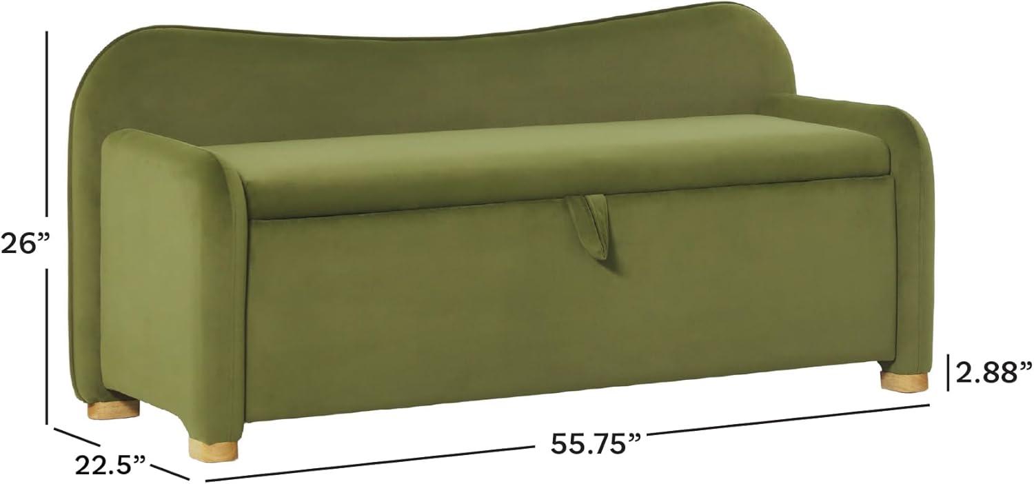 image:imageWalker Edison Chantelle Modern Contemporary Curved Upholstered Bench with Storage 56 Inch Ivory BouclGreen