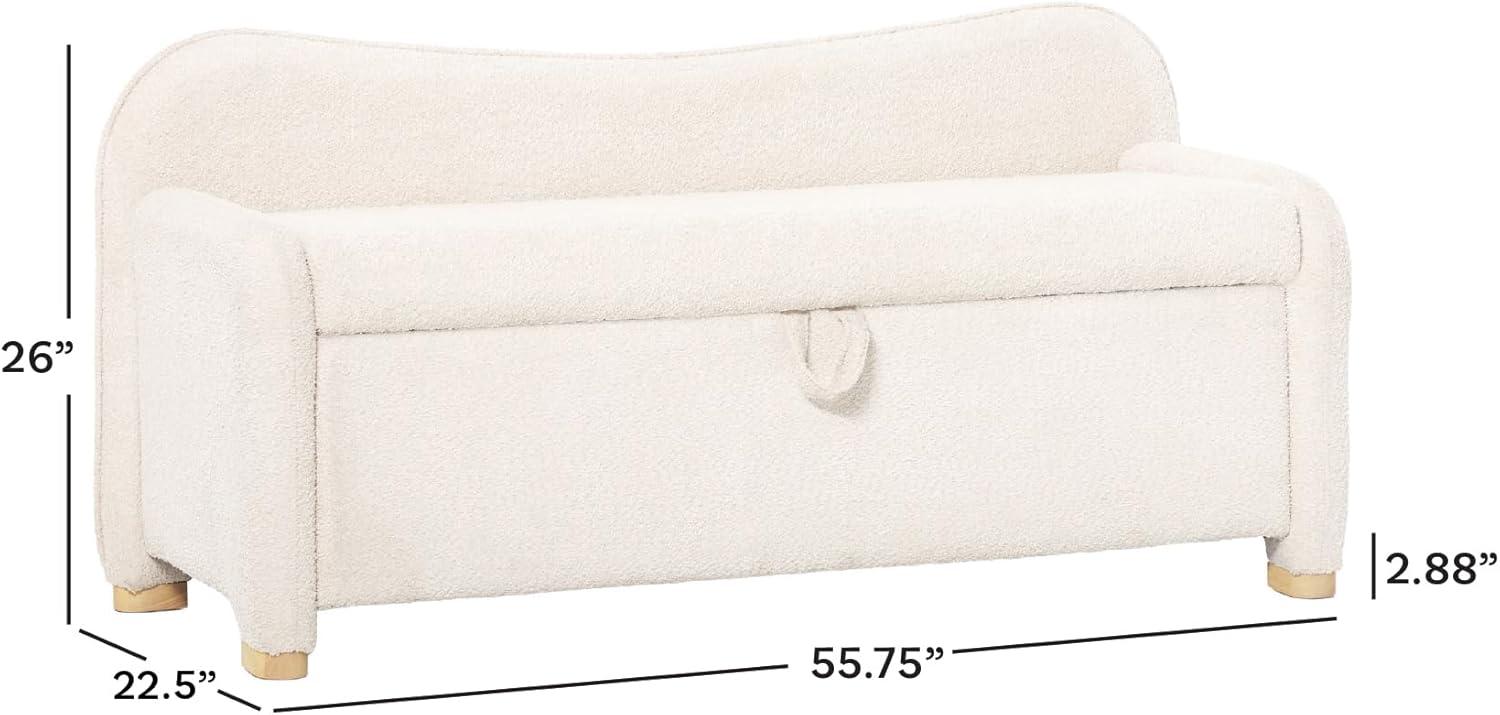 image:imageWalker Edison Chantelle Modern Contemporary Curved Upholstered Bench with Storage 56 Inch Ivory BouclIvory