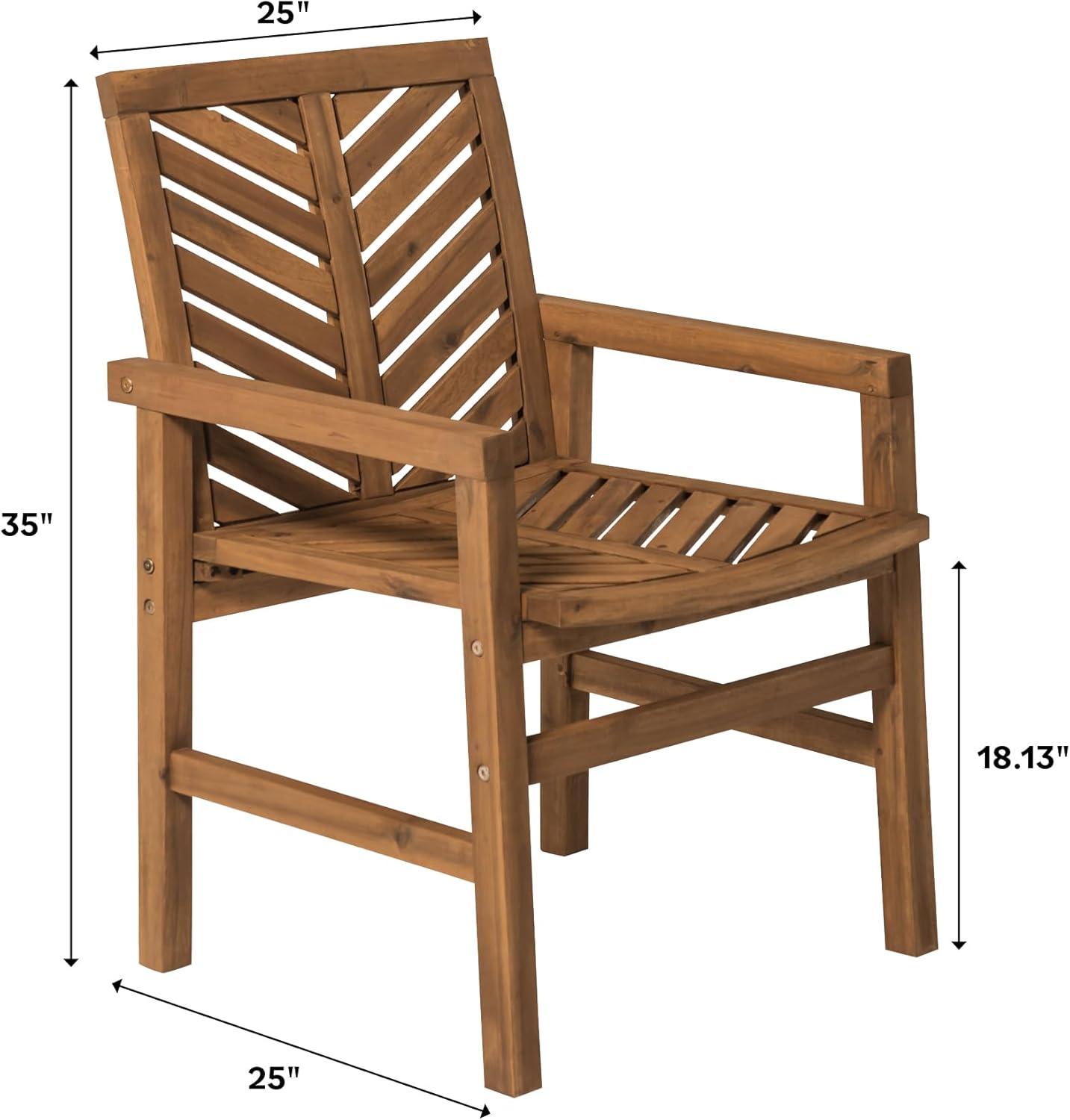 image:imageWalker Edison 2 Piece Outdoor Patio Chevron Wood Chair Set All Weather Backyard Conversation Garden Poolside Balcony Set of 2 Dark BrownDark Brown
