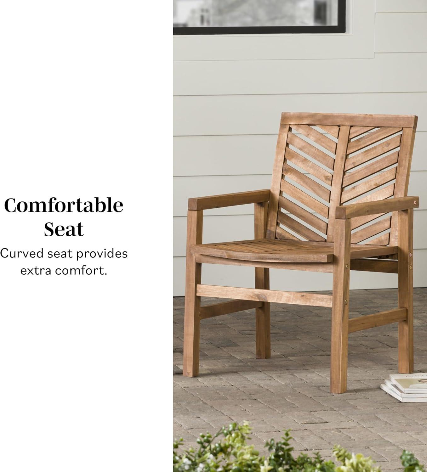 image:imageWalker Edison 2 Piece Outdoor Patio Chevron Wood Chair Set All Weather Backyard Conversation Garden Poolside Balcony Set of 2 Dark BrownDark Brown