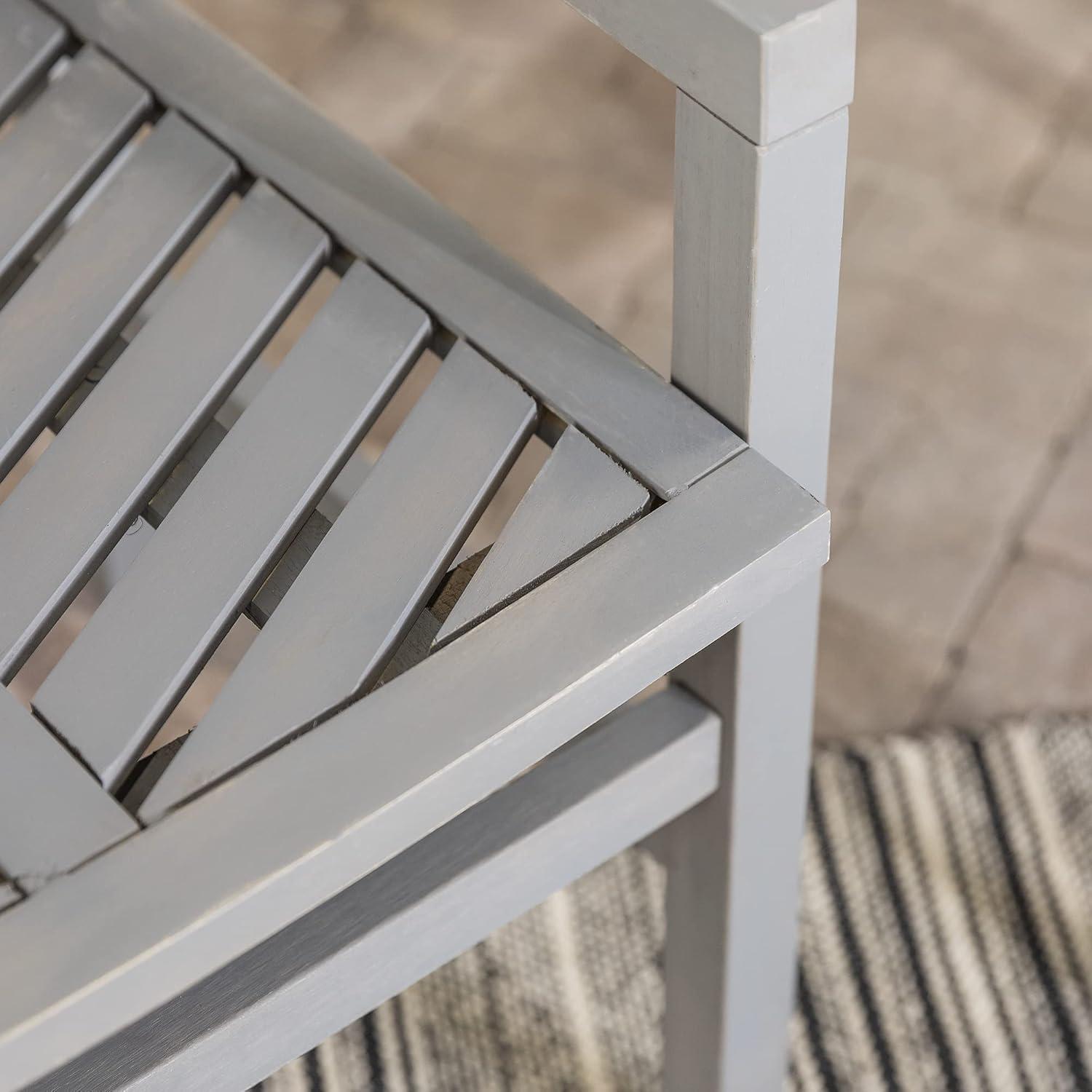 image:imageWalker Edison 2 Piece Outdoor Patio Chevron Wood Chair Set All Weather Backyard Conversation Garden Poolside Balcony Set of 2 Dark BrownGrey