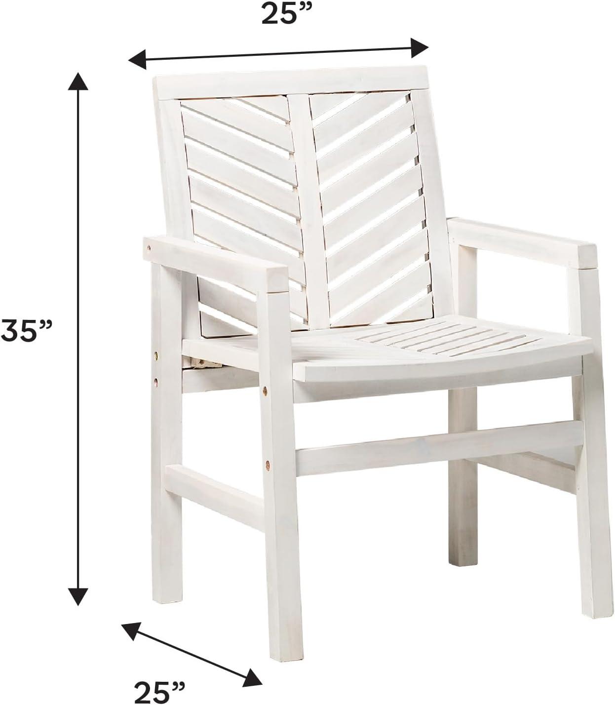 image:imageWalker Edison 2 Piece Outdoor Patio Chevron Wood Chair Set All Weather Backyard Conversation Garden Poolside Balcony Set of 2 Dark BrownWhite Wash
