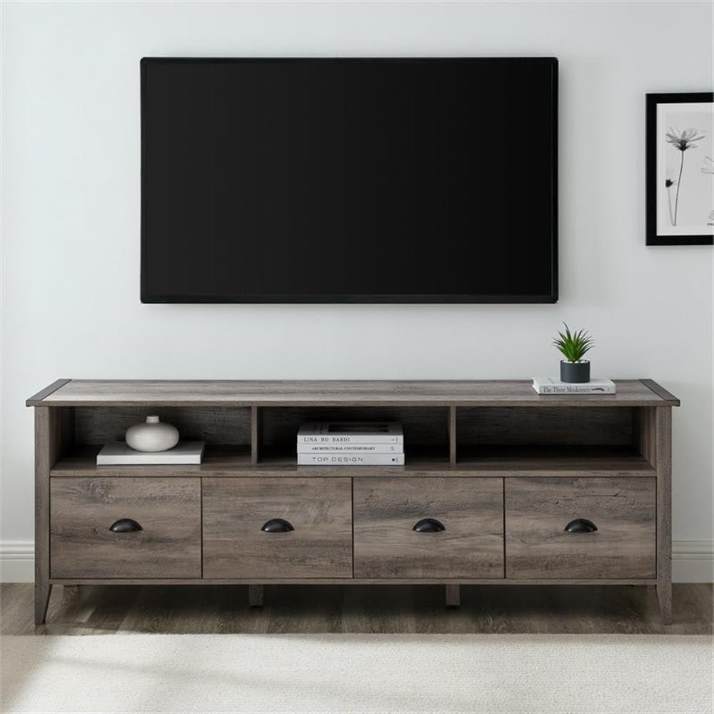 image:imageWalker Edison Chantilly 70 Inch Modern Farmhouse 4 Drawer TV Stand for TVs up to 80 Inches Grey WashGrey Wash