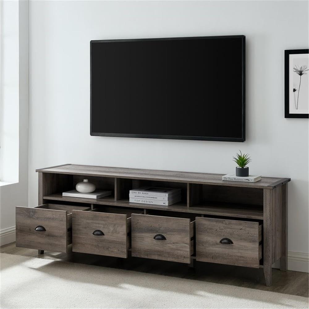 image:imageWalker Edison Chantilly 70 Inch Modern Farmhouse 4 Drawer TV Stand for TVs up to 80 Inches Grey WashGrey Wash