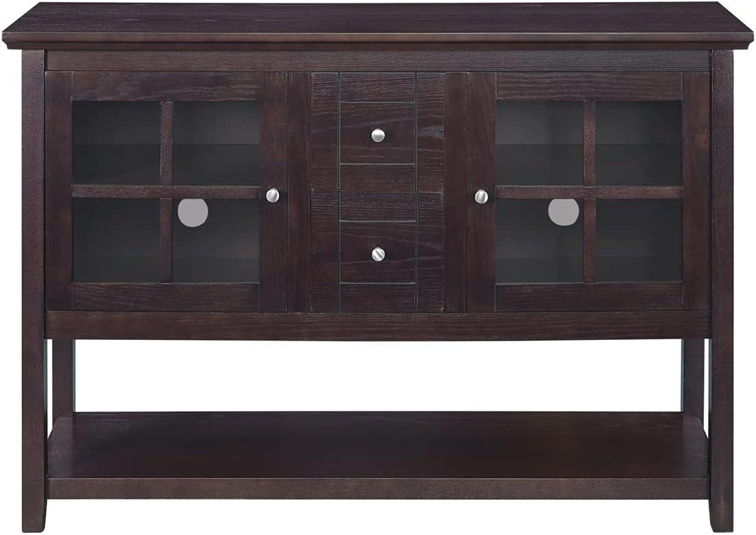 image:imageWalker Edison Charlotte Classic Glass Door Storage Buffet 52 Inch WhiteEspresso
