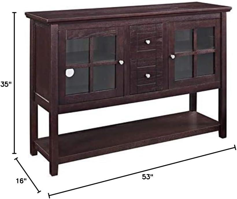 image:imageWalker Edison Charlotte Classic Glass Door Storage Buffet 52 Inch WhiteEspresso