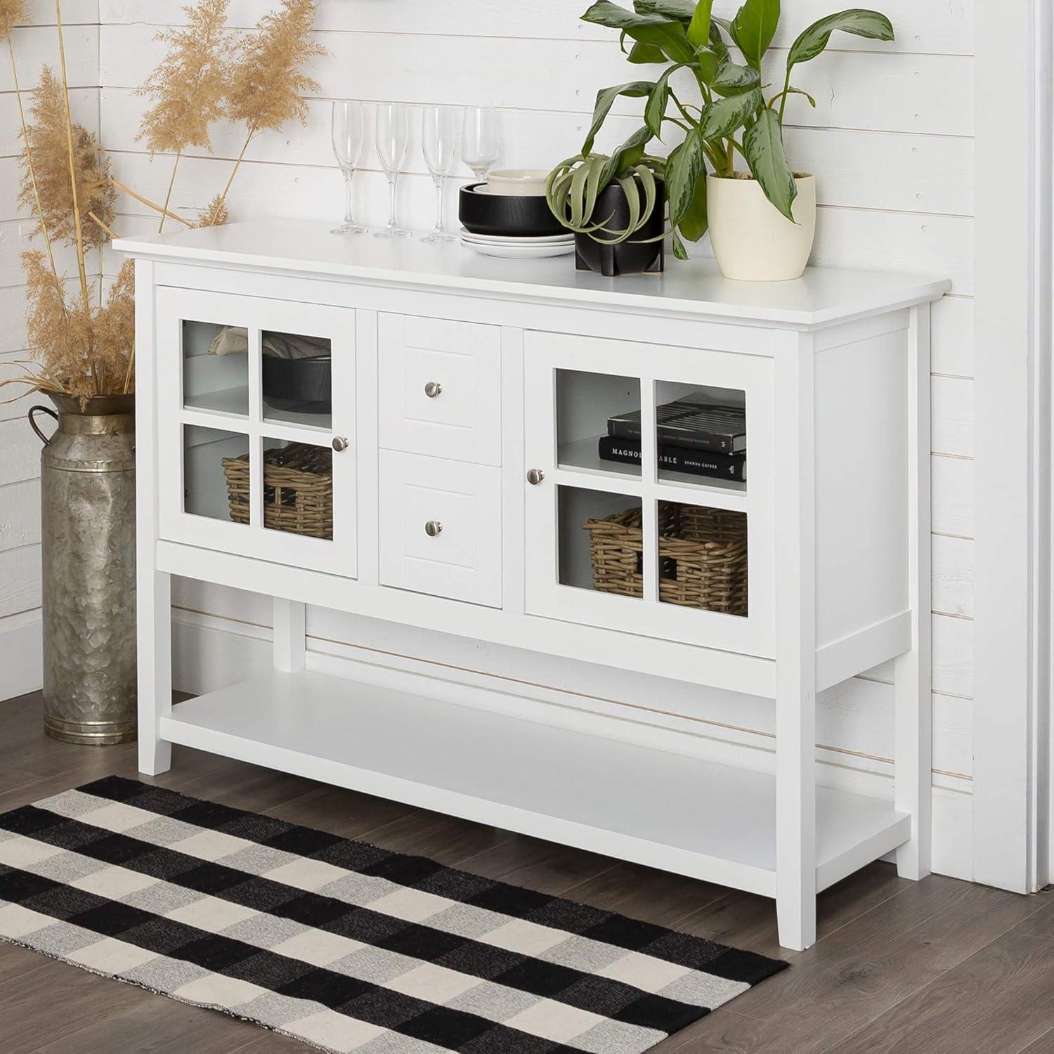 image:imageWalker Edison Charlotte Classic Glass Door Storage Buffet 52 Inch WhiteWhite