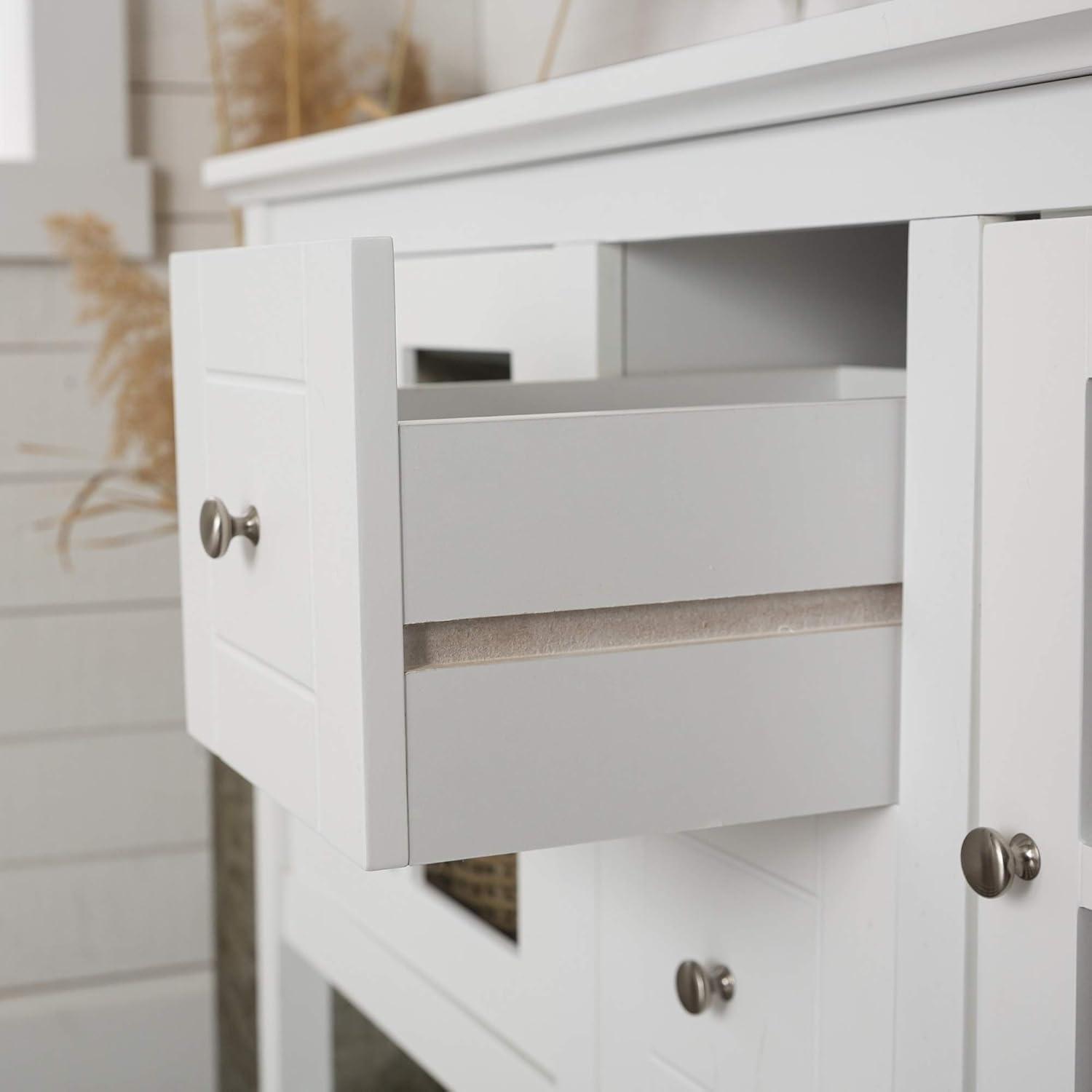 image:imageWalker Edison Charlotte Classic Glass Door Storage Buffet 52 Inch WhiteWhite