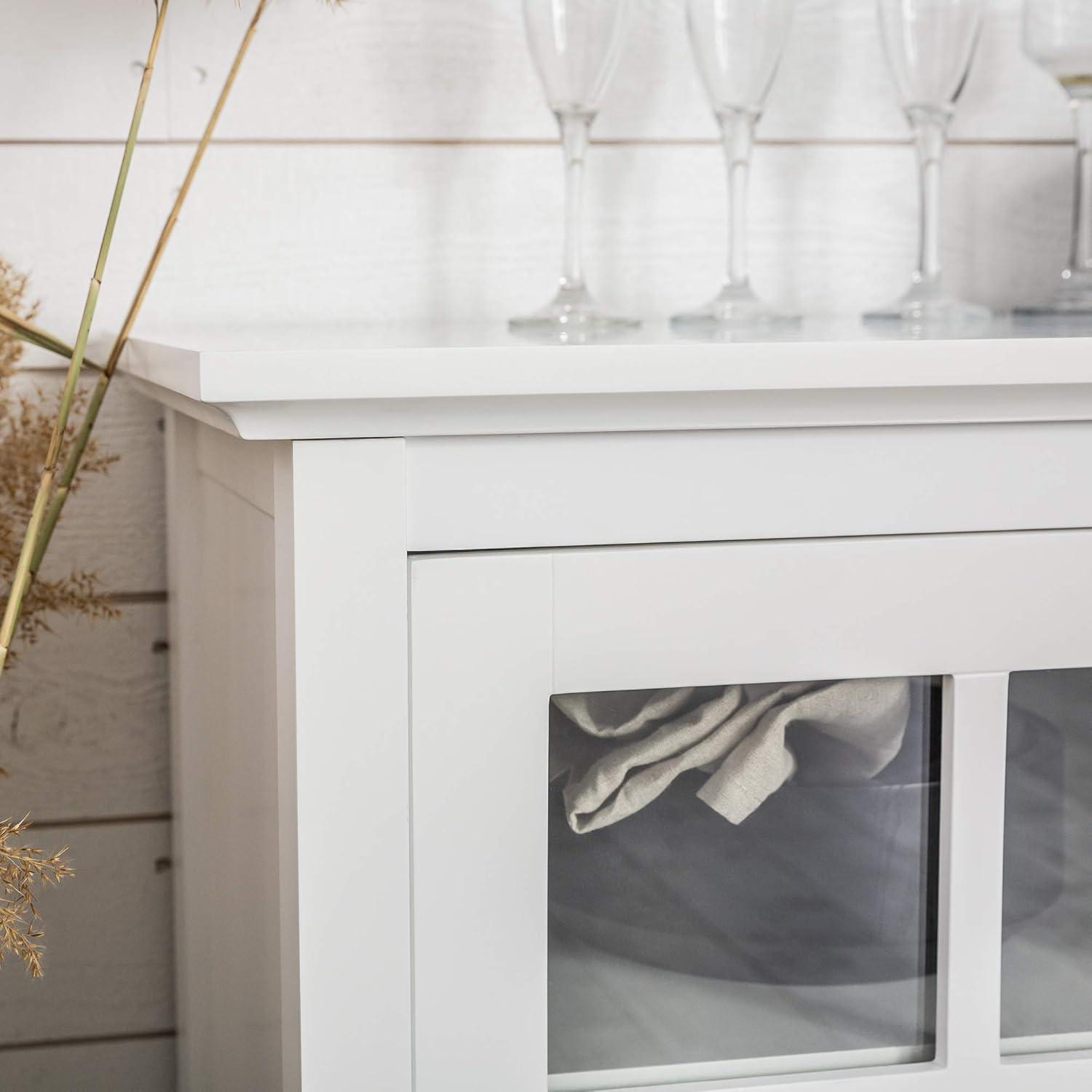image:imageWalker Edison Charlotte Classic Glass Door Storage Buffet 52 Inch WhiteWhite