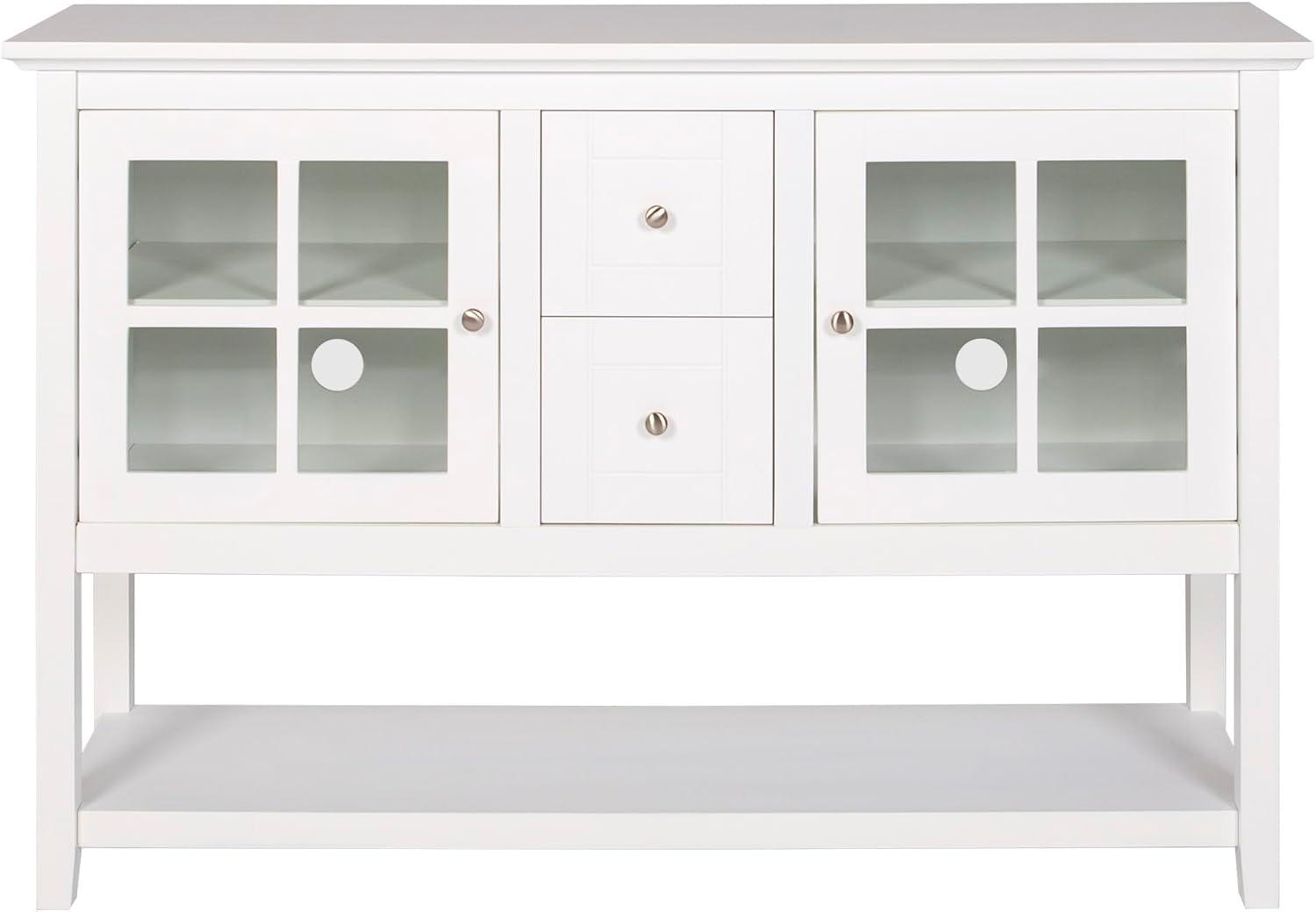 image:imageWalker Edison Charlotte Classic Glass Door Storage Buffet 52 Inch WhiteWhite