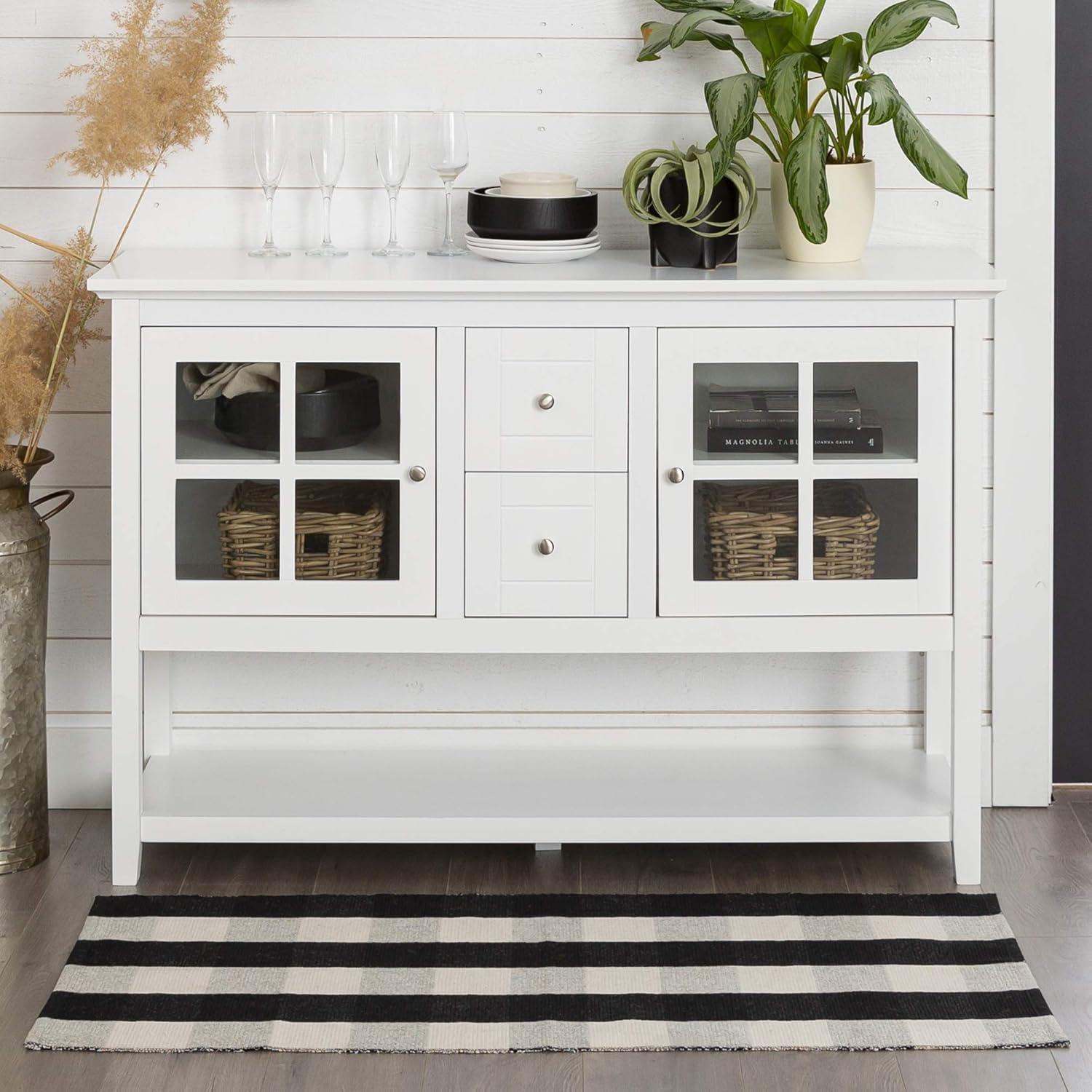 image:imageWalker Edison Charlotte Classic Glass Door Storage Buffet 52 Inch WhiteWhite