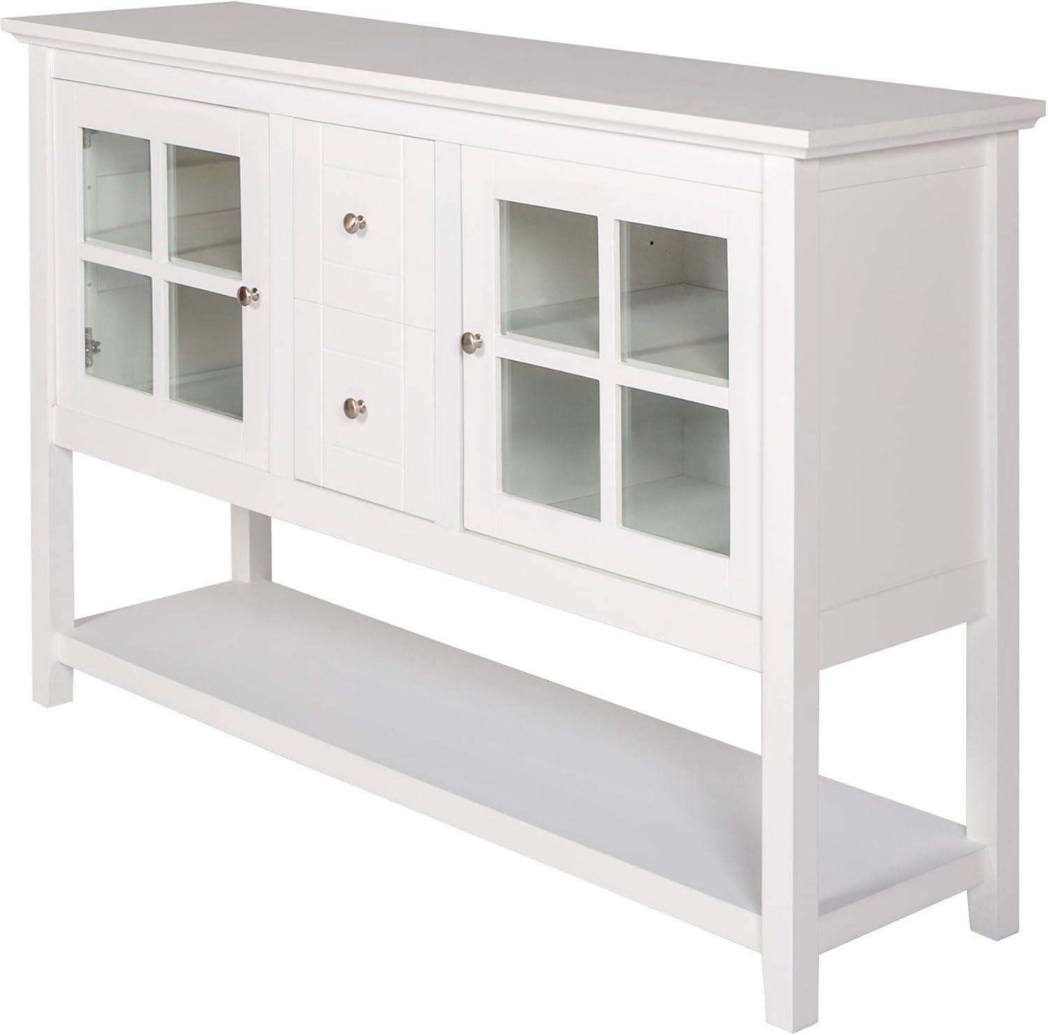 image:imageWalker Edison Charlotte Classic Glass Door Storage Buffet 52 Inch WhiteWhite