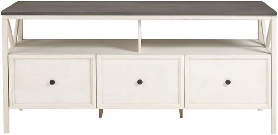 image:imageWalker Edison Clara Modern Farmhouse Two Tone Storage TV Stand for TVs up to 65 Inches 60 Inch Grey and White Wash