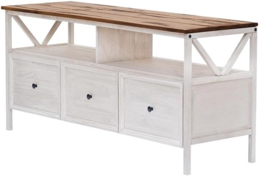 image:imageWalker Edison Clara Modern Farmhouse Two Tone Storage TV Stand for TVs up to 65 Inches 60 Inch Reclaimed Barnwood and White Wash