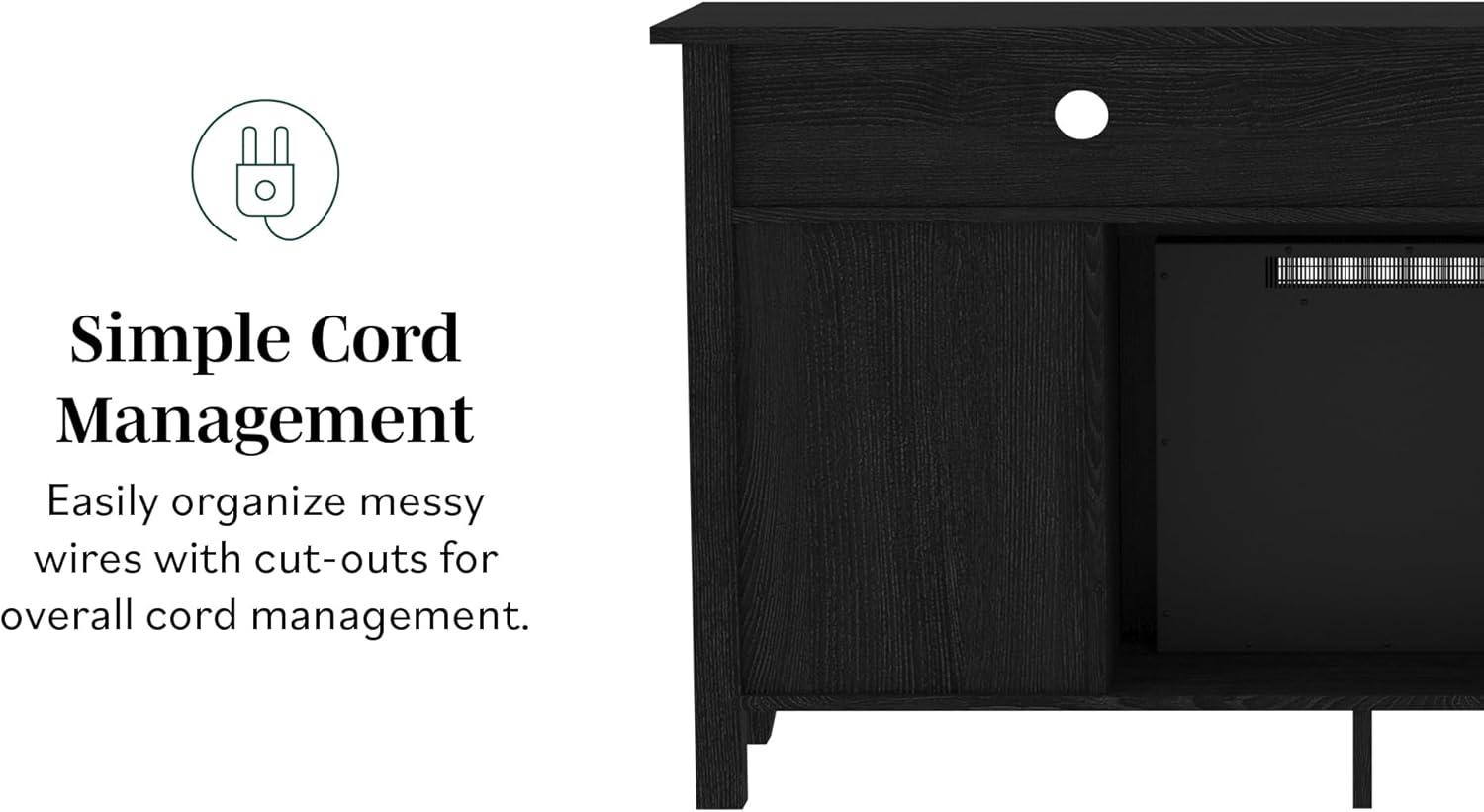 image:imageWalker Edison Glenwood Rustic Farmhouse Glass Door Highboy Fireplace TV Stand for TVs up to 65 Inches 58 Inch DriftwoodBlack