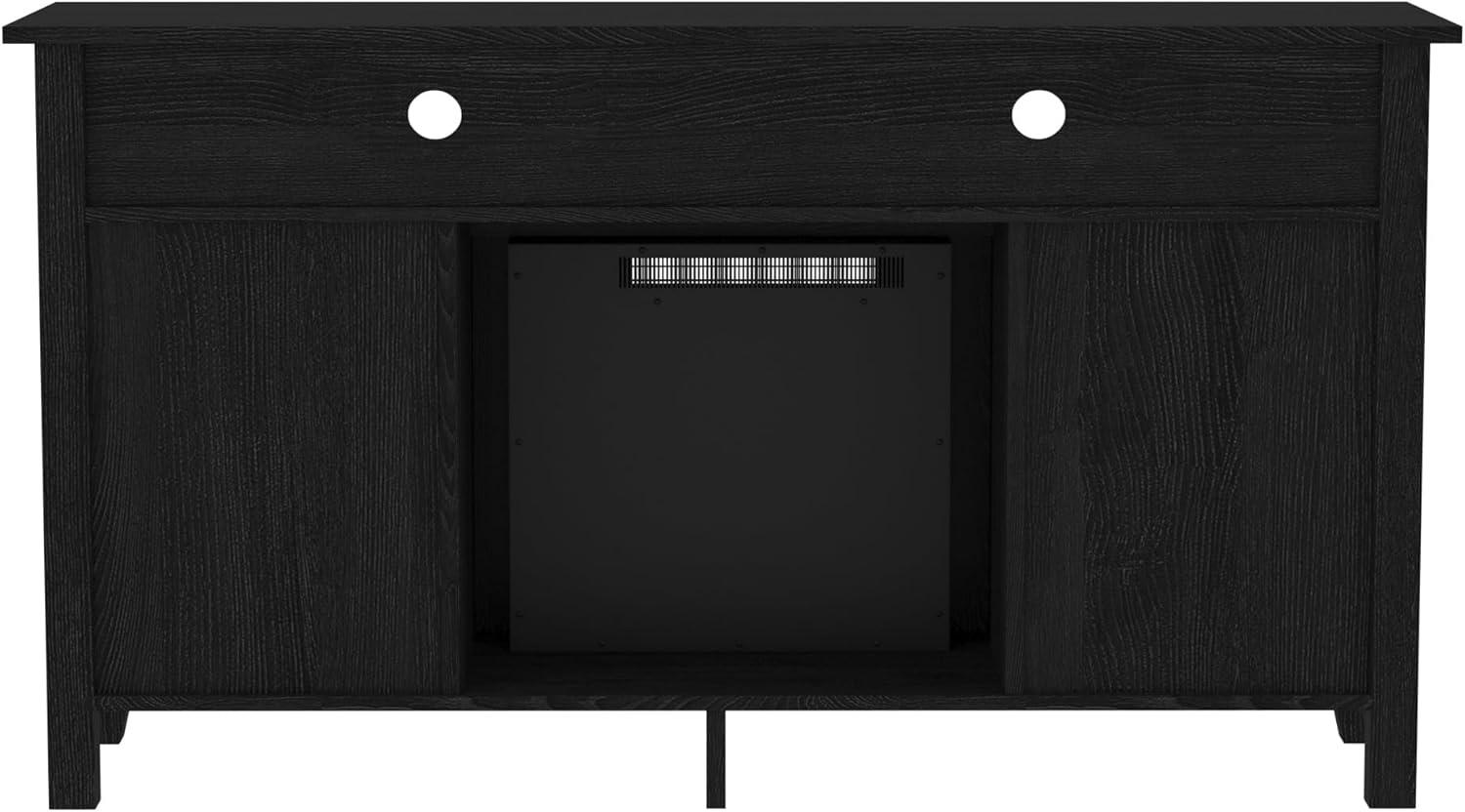 image:imageWalker Edison Glenwood Rustic Farmhouse Glass Door Highboy Fireplace TV Stand for TVs up to 65 Inches 58 Inch Grey WashBlack
