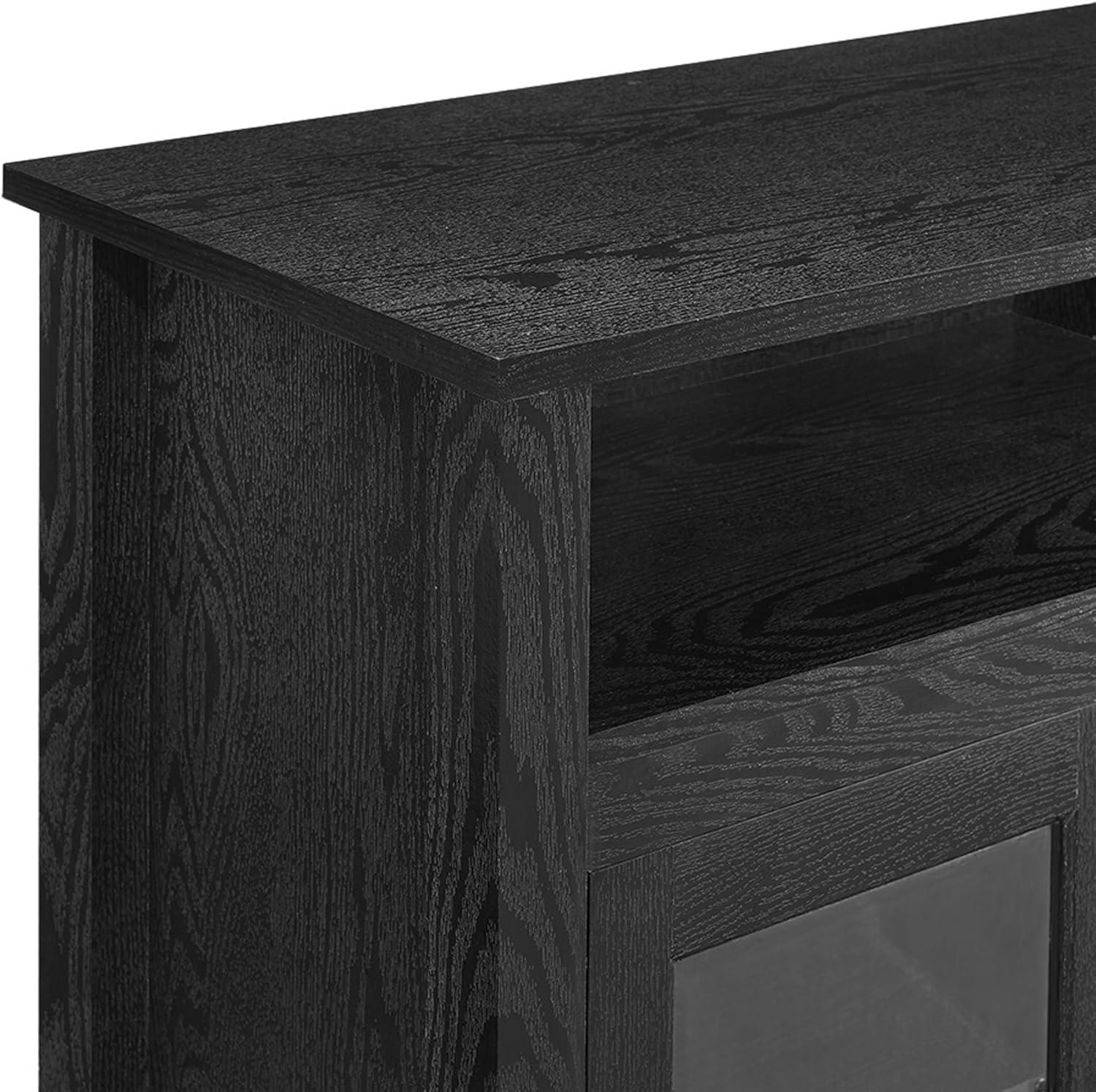 image:imageWalker Edison Glenwood Rustic Farmhouse Glass Door Highboy Fireplace TV Stand for TVs up to 65 Inches 58 Inch Grey WashBlack