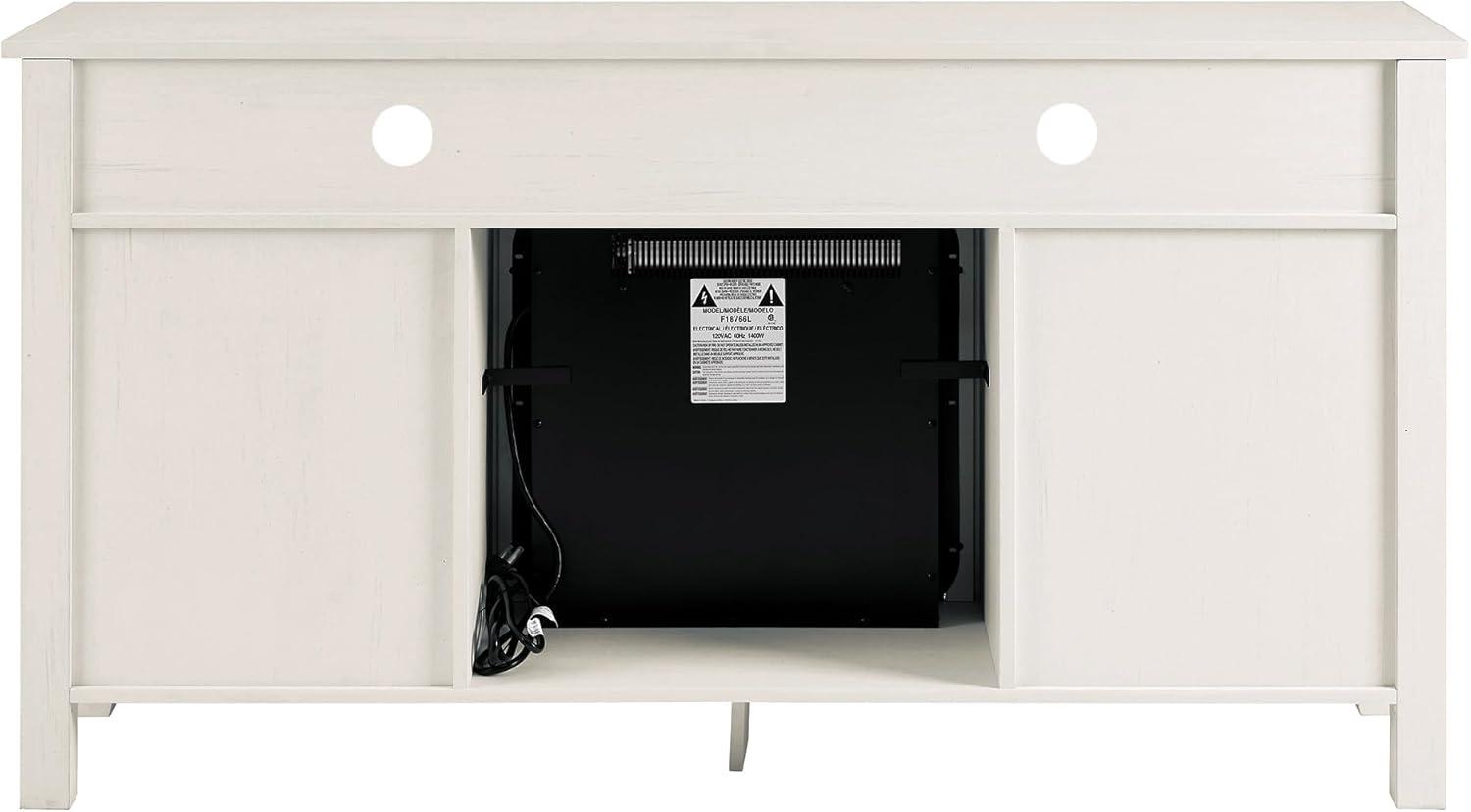 image:imageWalker Edison Glenwood Rustic Farmhouse Glass Door Highboy Fireplace TV Stand for TVs up to 65 Inches 58 Inch Grey WashBrushed White
