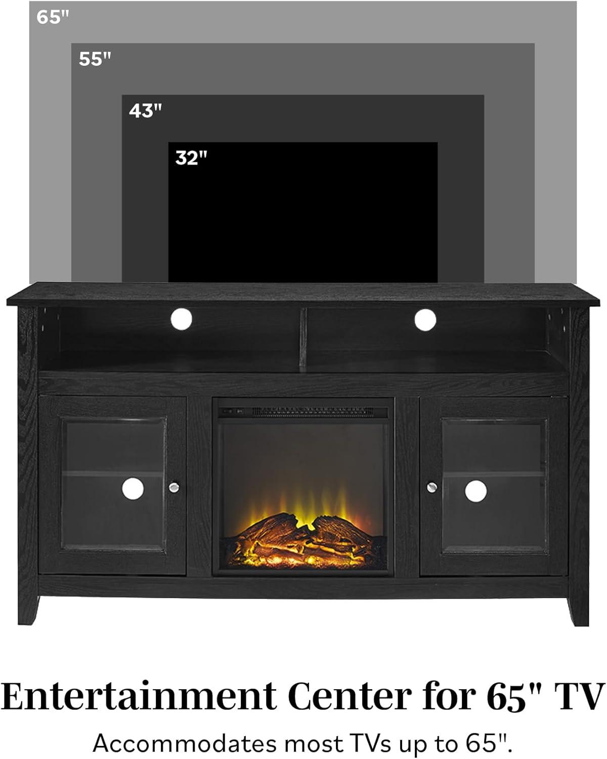 image:imageWalker Edison Glenwood Rustic Farmhouse Glass Door Highboy Fireplace TV Stand for TVs up to 65 Inches 58 Inch Grey WashBrushed White