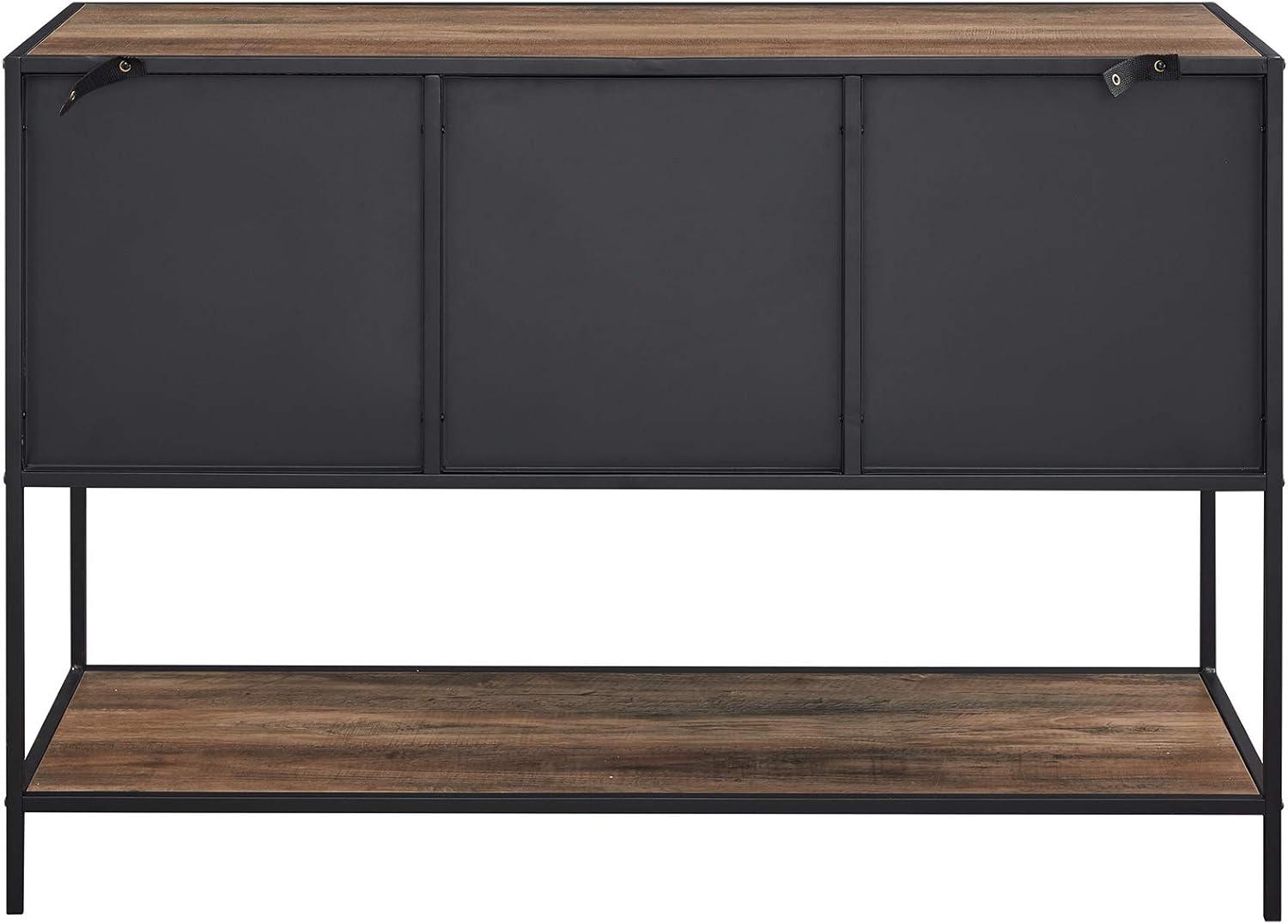 image:imageWalker Edison Malcomb Urban Industrial Metal Mesh Double Door Rolling Bar Cabinet 33 Inch Rustic OakRustic Oak