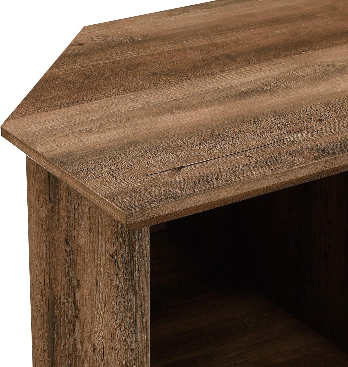 image:imageWalker Edison Modern Wood Corner Universal TV Stand with Open Shelves Glass Cabinet Doors Storage for TVs up to 55 Flat Screen Living Room Storage Entertainment Center 48 Inch Rustic OakRustic Oak