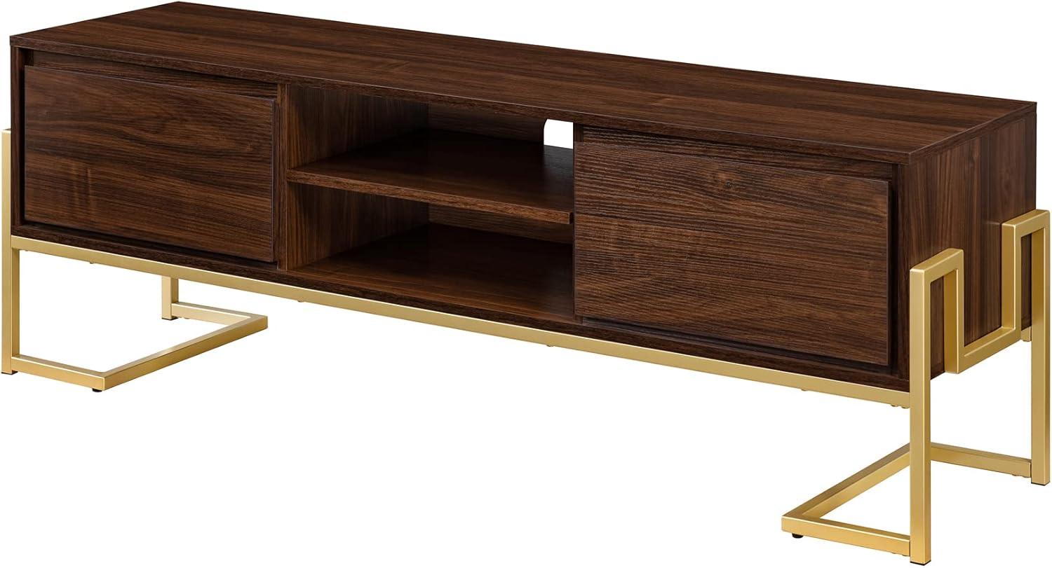image:imageWalker Edison Simone Contemporary GoldFrame Storage TV Stand for TVs up to 65 Inches 60 Inch Dark Walnut