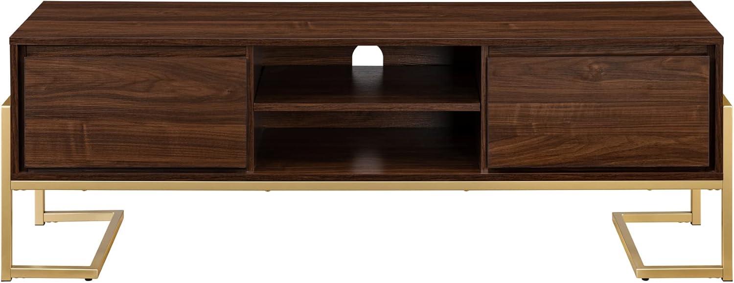 image:imageWalker Edison Simone Contemporary GoldFrame Storage TV Stand for TVs up to 65 Inches 60 Inch Dark Walnut